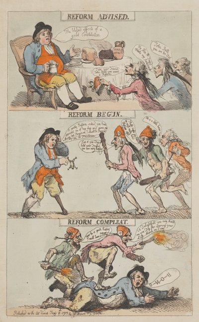 改革が提言された ― 改革が開始された ― 改革が完了した（完了） 作： Thomas Rowlandson