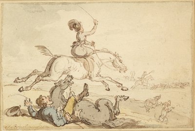 狩りに投げ出されたライダー 作： Thomas Rowlandson