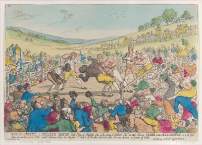 農村スポーツ、ミリングマッチ、1811 年 9 月 29 日、1811 年 9 月 29 日。 作： Thomas Rowlandson