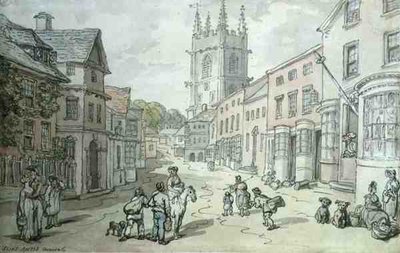 コーンウォール、セイント・オーステル（ペン、水彩、紙） 作： Thomas Rowlandson