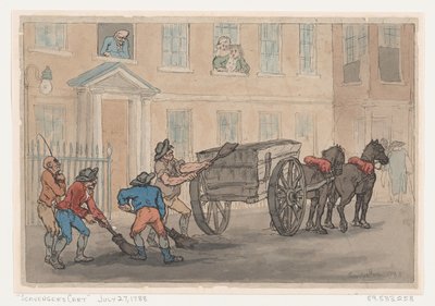 スカベンジャーのカート、1788年、1788年。 作： Thomas Rowlandson