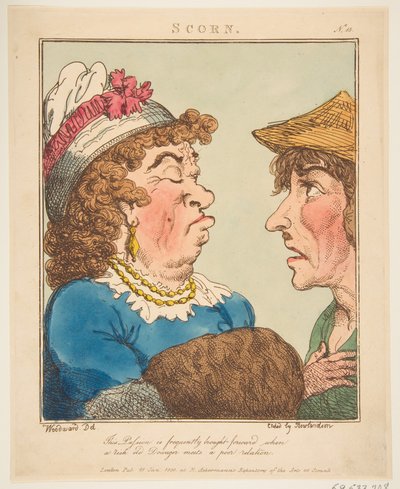 軽蔑されたル・ブルン、または情熱の似顔絵、1800年1月21日。 作： Thomas Rowlandson