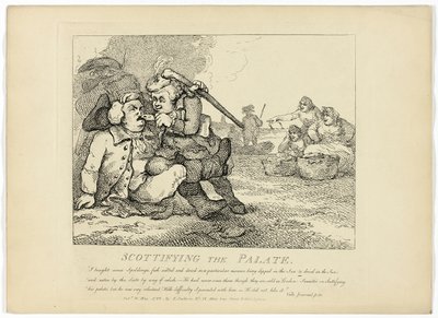 ボズウェルの『ヘブリディーズ諸島旅行』より「味覚のスコット化 作： Thomas Rowlandson