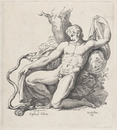 裸の男を攻撃する蛇, 1799., 1799. 作： Thomas Rowlandson
