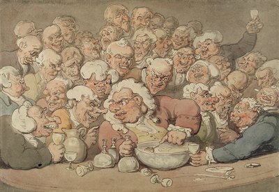 サービングパンチ、c.1815-20（紙に鉛筆でペンとインクと水彩） 作： Thomas Rowlandson