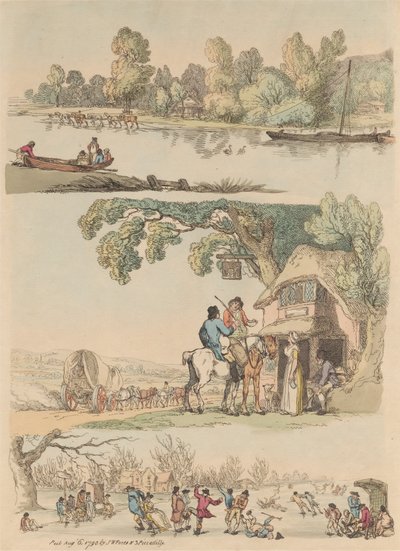 16枚セット 人物・風景図の輪郭 作： Thomas Rowlandson