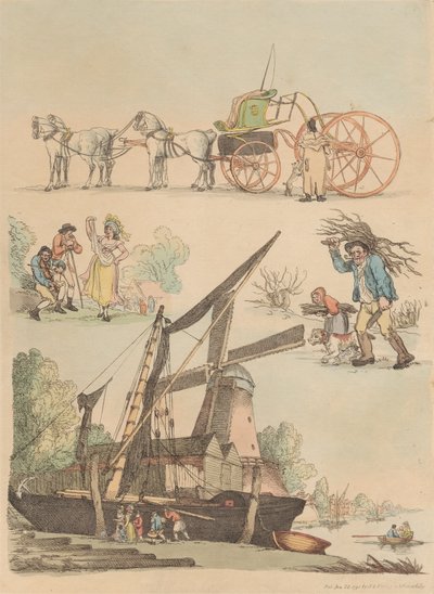 16枚セット 人物・風景図の輪郭 作： Thomas Rowlandson