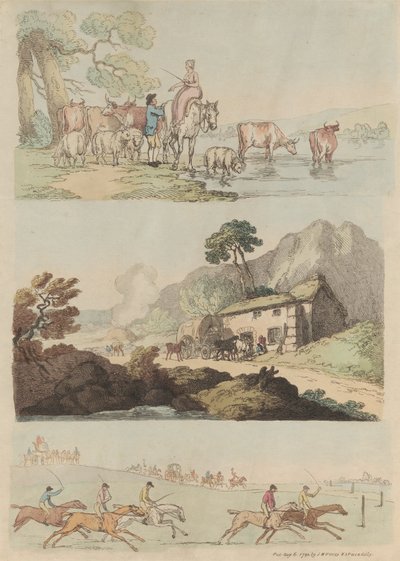 16枚セット 人物・風景図の輪郭 作： Thomas Rowlandson