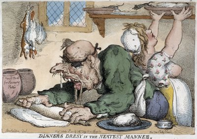 食事の準備をする病人 - 漫画: Rowlandson 作： Thomas Rowlandson
