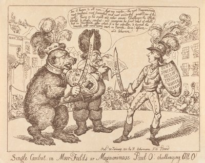 ムーアの野原での一騎打ち、あるいは「偉大なるパオル・オ・オール・O」への挑戦 作： Thomas Rowlandson