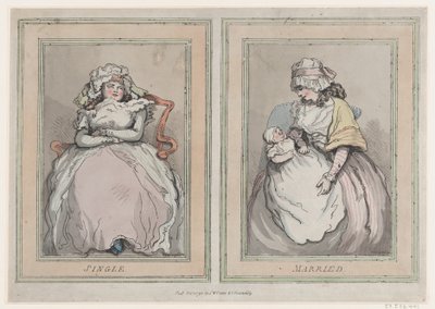 独身と既婚、1791年12月1日、1791年12月1日。 作： Thomas Rowlandson