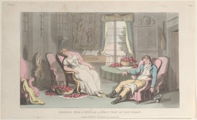 眠っているテテ アテテ、ドン ルイジの最初の訪問で、ナポリとカンパから...、1815 年 6 月 1 日。 作： Thomas Rowlandson