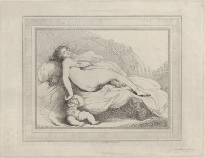 眠れるヴィーナスと愛、1799年、1799年。 作： Thomas Rowlandson
