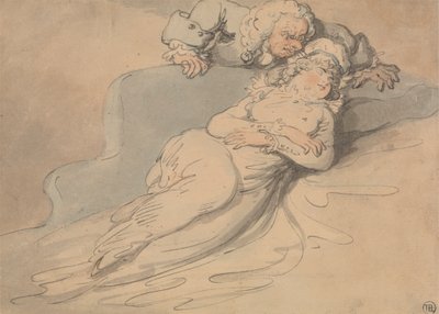 Mulher dormindo vigiada por um homem 作： Thomas Rowlandson