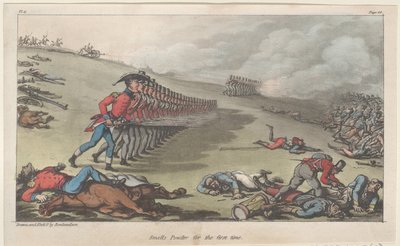 ジョニー・ニューカムの軍事冒険、1815.、1815年から、初めて粉の匂いがする. 作： Thomas Rowlandson