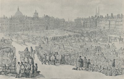 スミスフィールドマーケット、1810年、1920年 作： Thomas Rowlandson