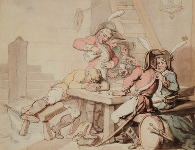 地下室で酒盛りをする兵士たち 作： Thomas Rowlandson