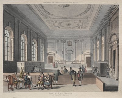 サウス シー ハウス、ディビデンド ホール 作： Thomas Rowlandson