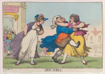 Spit Fires、[1810 年 10 月 25 日]、再版、[1810 年 10 月 25 日]、再版。 作： Thomas Rowlandson