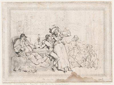 「スポーツマンの館」、あるいは「休息するフォックスハンターたち」 作： Thomas Rowlandson