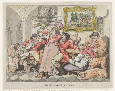 スポーツマンズホール、またはフォックスハンター、リラックス、1806年、1806年。 作： Thomas Rowlandson