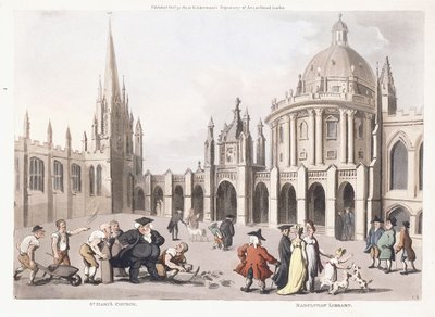 セントメアリー教会とラドクリビアン図書館、1809-1811 作： Thomas Rowlandson