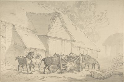 馬がいる厩舎 作： Thomas Rowlandson