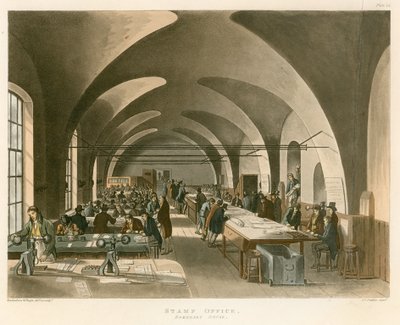 切手事務所、サマセットハウス、ストランド、ロンドン 作： Thomas Rowlandson