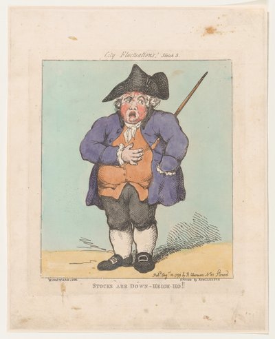 Stocks Are Down- Heigh-Ho!!、1799 年 8 月 10 日、1799 年 8 月 10 日。 作： Thomas Rowlandson