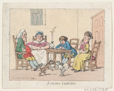 日曜日の夕方、1770-1780.、1770-1780. 作： Thomas Rowlandson