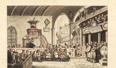田舎の教会の日曜礼拝（リージェンシー時代 作： Thomas Rowlandson
