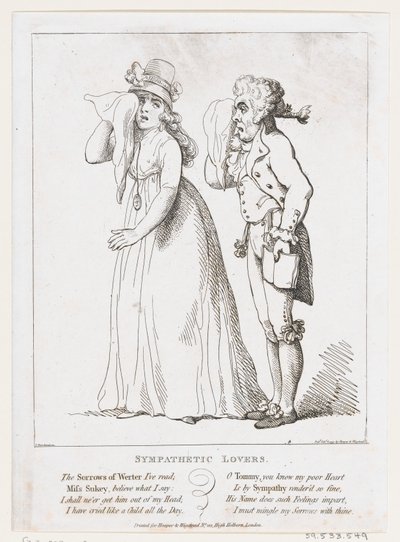 同情的な恋人、1797 年 2 月 6 日、1797 年 2 月 6 日。 作： Thomas Rowlandson