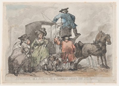 同情、または塵を敷く旅の家族、1784 年 7 月 12 日、1784 年 7 月 12 日。 作： Thomas Rowlandson