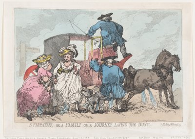 同情、または塵を敷く旅の家族、1784 年 7 月 12 日、1784 年 7 月 12 日。 作： Thomas Rowlandson