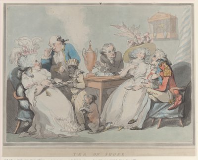 海岸のお茶、1785-94。、1785-94。 作： Thomas Rowlandson