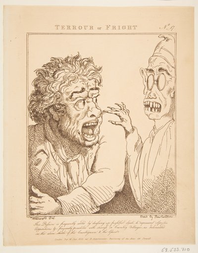 1800 年 1 月 21 日、ル ブラン トラヴェステッド、または情熱の戯画。 作： Thomas Rowlandson