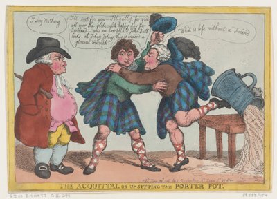 1806 年 6 月 20 日、無罪判決、またはポーター ポットの動揺。 作： Thomas Rowlandson