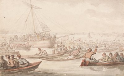 ドジェッツコートアンドバッジの毎年恒例のスカルレース 作： Thomas Rowlandson