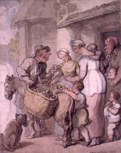 アップルベンダーのりんごを焼く、煮る 作： Thomas Rowlandson
