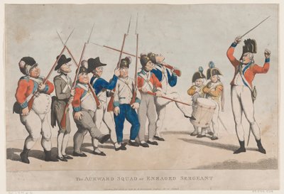 ぎこちない分隊または激怒した軍曹、1798 年 7 月 17 日、1798 年 7 月 17 日。 作： Thomas Rowlandson