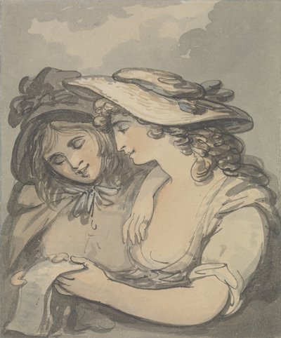 バラードシンガー（紙の上のグラファイトの上にペンとインクで水彩） 作： Thomas Rowlandson