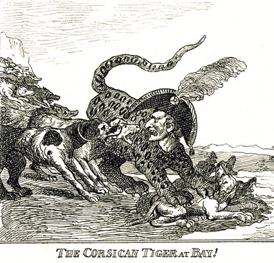 吼えるコルシカ島の虎（ナポレオン・ボナパルト）風刺画 1808年 作： Thomas Rowlandson