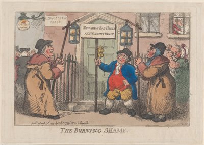燃える恥、1809 年 3 月 9 日、1809 年 3 月 9 日。 作： Thomas Rowlandson
