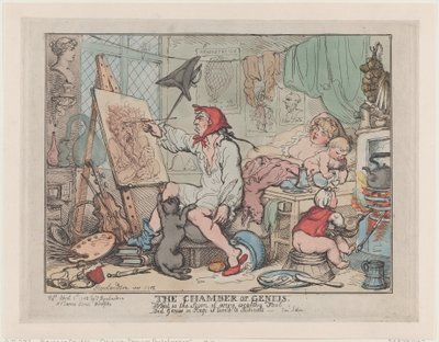 天才の部屋、1812 年 4 月 2 日、1812 年 4 月 2 日。 作： Thomas Rowlandson