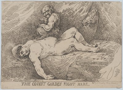 コヴェント ガーデンのナイトメア、1784 年 4 月 20 日、1784 年 4 月 20 日。 作： Thomas Rowlandson