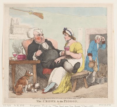 クロウと鳩、1799 年 10 月 1 日、1799 年 10 月 1 日。 作： Thomas Rowlandson