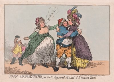 デボンシャー、または投票を確保する最も承認された方法、パブ。 1784年（手描きの彫刻） 作： Thomas Rowlandson