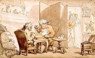 ザ・ダイサーズ（水彩・紙） 作： Thomas Rowlandson