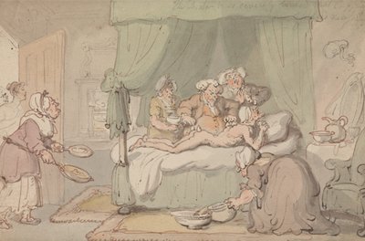 「医師の打撲傷が極めて深刻なため、カッピング療法が必要と判断された」 作： Thomas Rowlandson