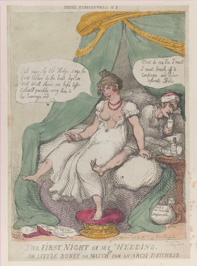 The First Night of My Wedding, or Little Boney No Match For an Arch Dutchess, Ap..., April 25, 1810. 作： Thomas Rowlandson